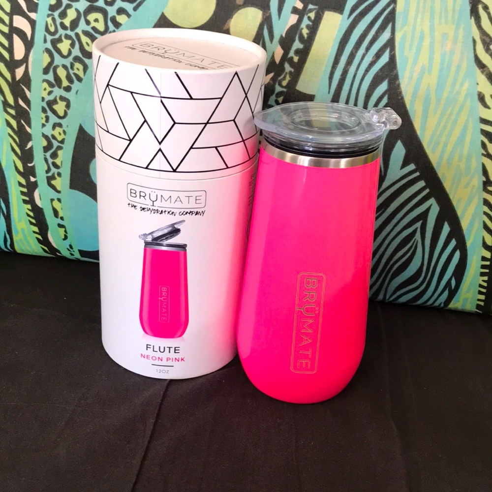 12oz Neon Pink Brumate Flute Insulated Champagne